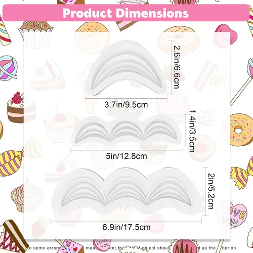 Miniatura 2 de Moldes para festones de fondant Molde de silicona con borde de pastel Juego de 3 moldes en forma de onda para hornear y decorar Molde