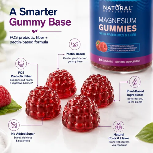 Miniatura 4 de Gomitas de magnesio sin azúcar para adultos, suplemento de magnesio de alta potencia, magnesio masticable de alta absorción, gomitas veganas