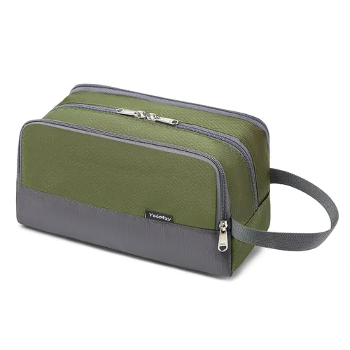 Yeiotsy Neceser para niños, kit de viaje para niños con bolsillos de malla, organizador compacto para gimnasio, campamento, senderismo (verde Verde