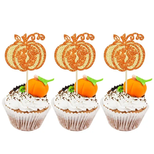 Miniatura 21 de Gyufise 24 adornos para cupcakes de revelación de género, decoraciones para pasteles de niños o niñas para Acción de Gracias, Halloween, tema