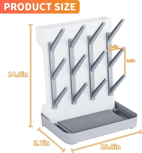 Miniatura 3 de SuoXing Tendedero Vertical para Biberones, Tendedero Ahorrador de Espacio para Biberones en Encimera, Estación Grande para Biberones, Soporte