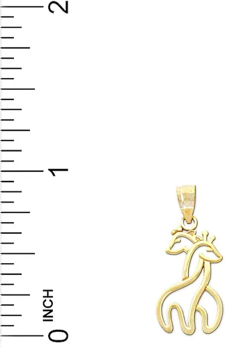 Miniatura 2 de Charm America - Dije de jirafas doradas enamoradas - Oro macizo de 10 quilates
