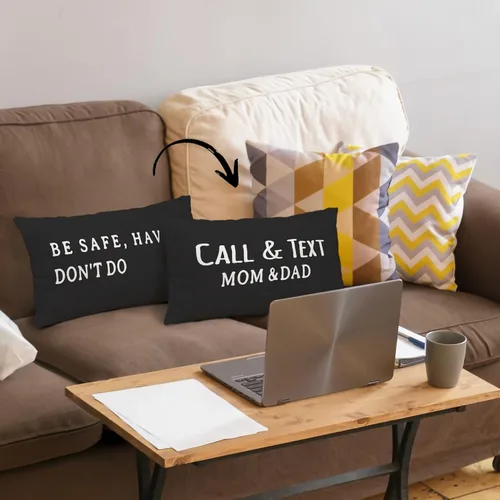Miniatura 4 de Mingnei Funda de almohada con texto en inglés "Call Your Mom", divertida funda de almohada reversible decorativa de 12 x 20 pulgadas, regalos