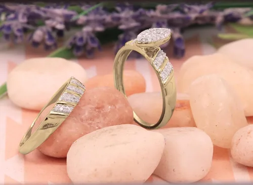 Miniatura 3 de Dazzlingrock Collection Anillo de compromiso de 0.35 quilates (ctw) con diamantes blancos redondos para hombre y mujer, conjunto de trío de 13 CT
