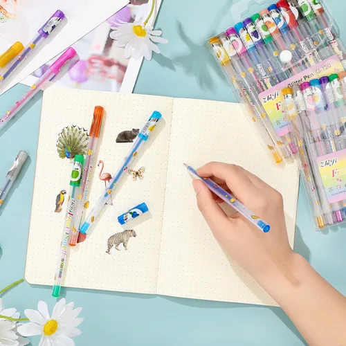 Miniatura 4 de Spakon 36 bolígrafos de gel perfumados con purpurina para niños, lindos bolígrafos de gel de escritura suave para colorear para niños, rellenos