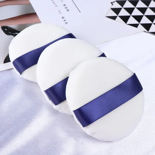 Miniatura 7 de Powder Puff 3 piezas de 3 pulgadas de polvo suave para maquillaje, almohadillas de maquillaje con cinta para rostros y polvos sueltos para base