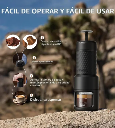 Miniatura 6 de STARESSO - Máquina portátil manual de café espresso, con espuma espesa y gruesa, minicafetera para cápsulas de café molido y Nespresso, para viajes