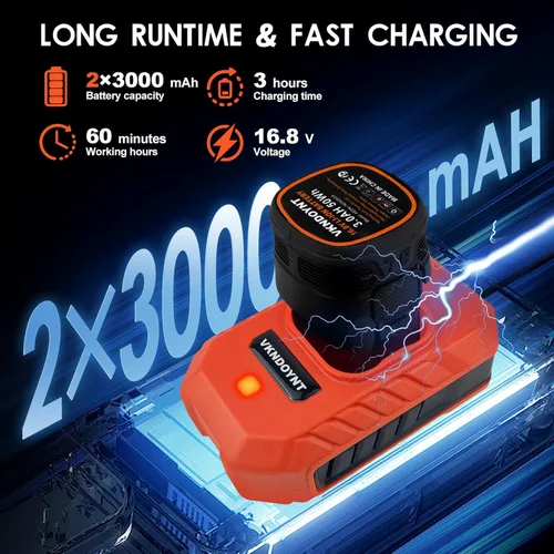 Miniatura 4 de Pulidora inalámbrica sin escobillas, mini pulidora de búfer de 2 velocidades variables (0-500/0-3000 RPM), 2 baterías de 3.0Ah, almohadillas de 2 x