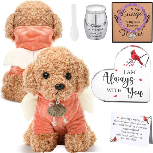 Miniatura 11 de Kenning Juego de Regalo Funerario de 5 Piezas para Cremación, Oso de Peluche para Cenizas con Cuchara, Pequeña Urna de Recuerdo, Placa Memorial