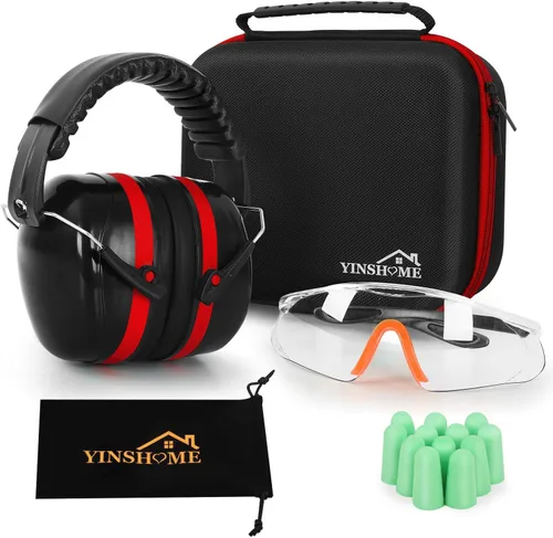 Miniatura 7 de Orejeras de protección auditiva para disparos, gafas de seguridad para armas, tapones para los oídos, funda protectora Azul