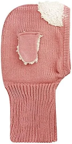 Miniatura 2 de Conjunto de bufanda y gorro de invierno cálido para bebés, niños y niñas, con orejas de cachorro, gorro de punto, con solapa, bufandas, gorro