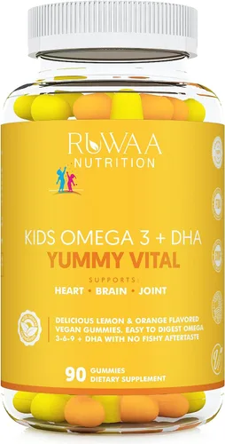 Miniatura 6 de RUWAA NUTRITION Gomitas Omega 3 para niños DHA EPA Omega 3 Suplemento 3 para niños. Sin aceite de pescado después del gusto Vegano Omega 3 6 9 +