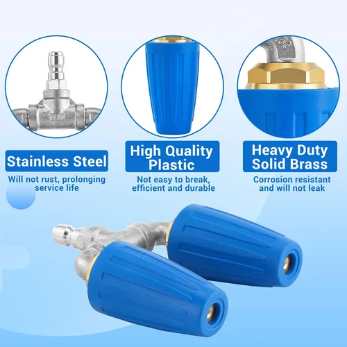 Miniatura 5 de Lavadora a presión con boquilla turbo doble, boquilla turbo giratoria de 360° con conector rápido de 1/4 pulgadas, boquilla doble turbo de orificio