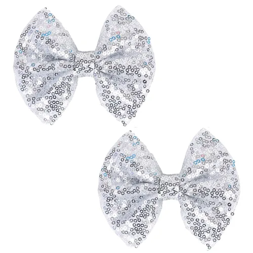 Miniatura 7 de Love Fairy - Horquilla con lazo con brillantina, una pinza para el cabello con lazo de lentejuelas brillantes, 5 pulgadas, perfecta para niñas, Negro