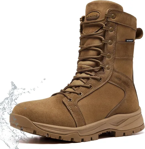 Miniatura 7 de Botas tácticas militares para hombre, ligeras, transpirables, botas de combate para senderismo, impermeables, de gamuza, botas de trabajo