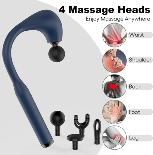 Miniatura 5 de Pistola de masaje de tejido profundo con mango extendido, revolucionario masajeador de espalda en forma de U, masajeador corporal para cuello