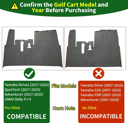 Miniatura 3 de Tapete para carrito de golf Cartalia de 8 mm de espesor, cobertura completa, compatible con Yamaha Drive2 (2017-2025), QuieTech [2017-2025], Negro