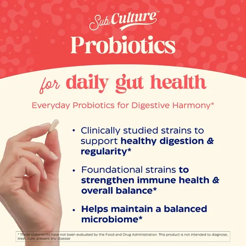 Miniatura 2 de Enzymedica SubCulture Probiótico para la salud intestinal y digestiva diaria, cápsulas probióticas para mujeres y hombres, 30 mil millones de UFC