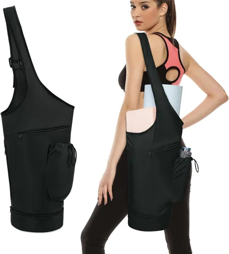 Bolsa para esterilla de yoga sportsnew, bolsa de transporte larga con abertura grande, con bolsillo impermeable para artículos mojados y bolsillo
