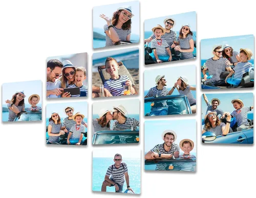 Azulejos de Fotos Personalizados, Marcos de Fotos de Azulejos Metálicos Mixtos Personalizados Adhesivos para Pared, Marcos de Fotos Collage