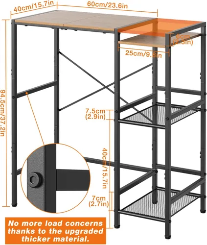 Miniatura 2 de Mini soporte para refrigerador con estantes de almacenamiento, soporte de metal resistente para refrigerador de 3 niveles, estante para microondas