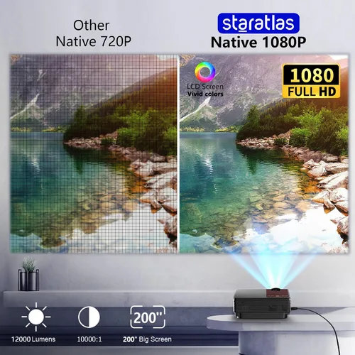 Miniatura 3 de Mini proyector, proyector Bluetooth WiFi 5G, staratlas 12000L Native 1920* 1080 P, proyector de video al aire libre, cine en casa compatible