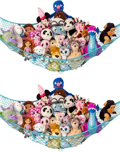 Miniatura 19 de Lilly's Love Hamaca para animales de peluche, organizador colgante de esquina, almacenamiento de juguetes, red de almacenamiento de animales
