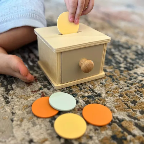 Miniatura 4 de Caja de Monedas Montessori, Juguetes Montessori para Niños de 1 Año, Monedas para Bebés, Juego de Madera, Bola de Madera, Cajón Infantil, 1+
