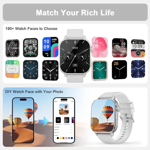 Miniatura 4 de Reloj inteligente para hombres y mujeres, 1.85 pulgadas AMOLED HD reloj de fitness con más de 120 modos deportivos, llamada Bluetooth, frecuencia