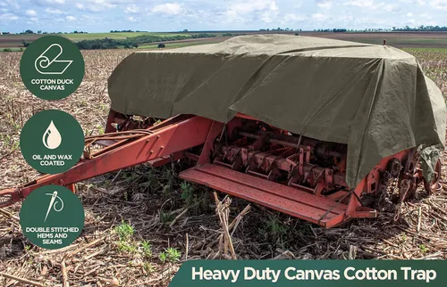 Miniatura 6 de CCS Lona impermeable de lona de pato de 21 onzas – Lona resistente de lona encerada con ojales de latón inoxidable para acampada, construcción