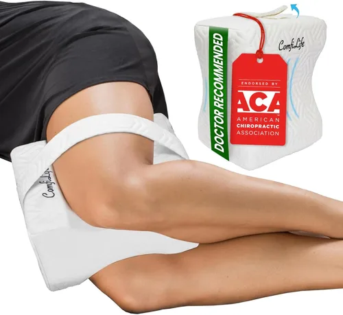 ComfiLife Almohada de rodilla para personas que duermen de lado, almohada refrescante para dormir de lado, almohada de rodilla con correa para dolor