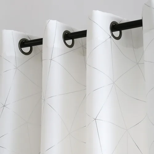 Miniatura 14 de Taisier Home Paneles de Cortinas de Ventana de Lino Dorado con Ojales Estampado de Lámina de Azulejos Geométricos Marroquíes Metálicos Cortinas