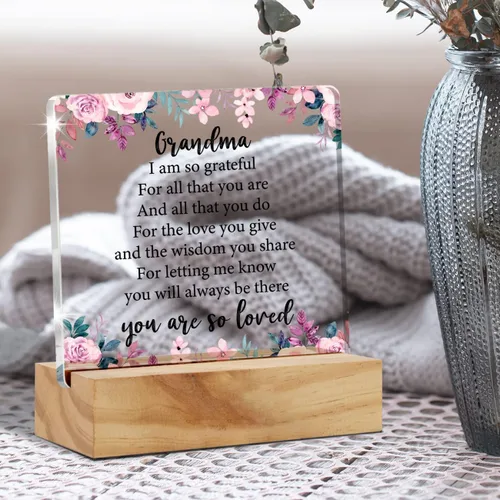 Miniatura 4 de Regalo de la abuela: letrero de placa de escritorio con soporte de madera, regalo de recuerdo