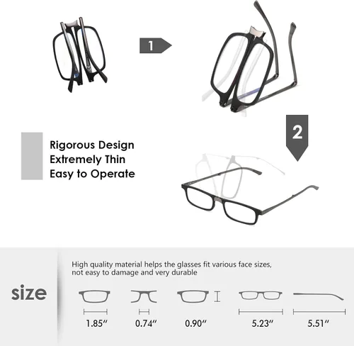 Miniatura 3 de SKYOAK - Anteojos plegables evolutivos para lectura para hombres y mujeres, con bloqueo de luz azul, anti UV, anti fatiga visual, plegables