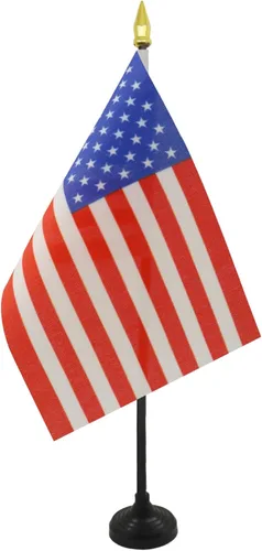 Miniatura 12 de Venezuela Old 7 estrellas con brazos Bandera de mesa 4'' x 6'' - Antigua bandera venezolana de escritorio 5.9 x 3.9 in - tapa de lanza dorada - AZ