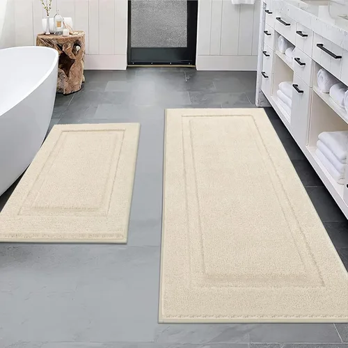 Miniatura 41 de SHACOS Juego de alfombras pequeñas de baño de 2 piezas con tapetes de baño en forma de U, tapetes de inodoro de 16x24 + 20x24 pulgadas, tapetes