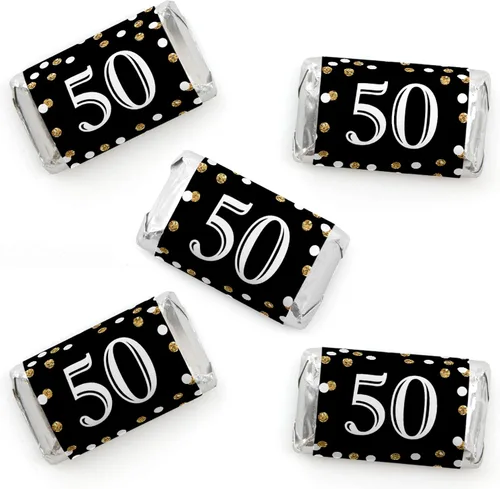 Miniatura 8 de Big Dot of Happiness Adulto 90 cumpleaños – Oro – Mini pegatinas de barra de caramelo – Fiesta de cumpleaños pequeños regalos – 40