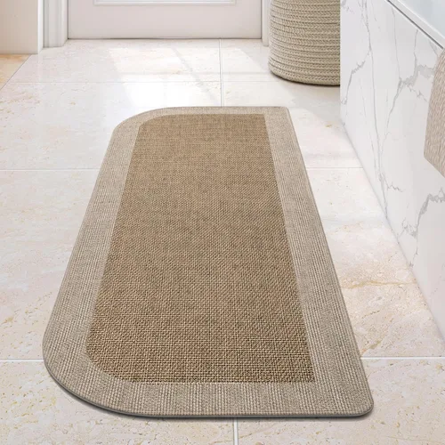 Miniatura 32 de YDKGL Alfombra de baño de medio círculo, alfombras de baño finas para debajo de la puerta, de secado rápido, antideslizante, lavable, con respaldo