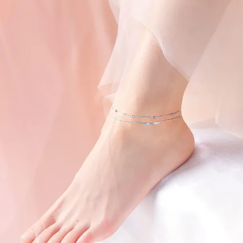 Miniatura 3 de Ladytree Tobillera para mujer de plata de ley 925 ajustable con cuentas de corazón y circonita cúbica