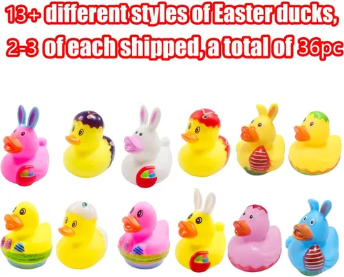 Miniatura 2 de 36 patos de goma de Pascua, accesorios para baby shower, mini patitos de conejo de 2.16 pulgadas, juguetes de baño para niños y niñas, divertidos