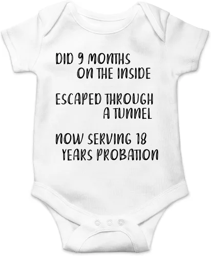 Miniatura 24 de CBTwear Did 9 Month, Escaped Through a Tunnel, Serving 18 Years Baby Body Unisex Comfy Humor