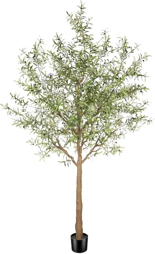 Miniatura 12 de FEELEAD Árbol de olivo artificial de 5 pies, olivo sintético con hojas realistas y tronco natural, olivo falso en maceta para el hogar, sala