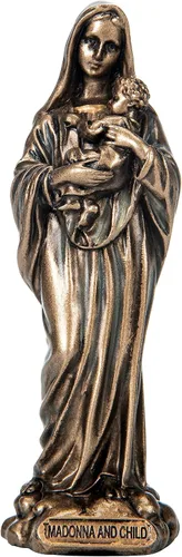 BEAUTIFUL GREEK STATUES Virgen María Madre de Jesús Madonna - Estatua de bronce fundido en frío en miniatura de 3.5 pulgadas
