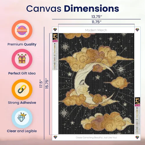 Miniatura 4 de Modern Merch Arte de Diamantes de Luna para Adultos Paisaje Celestial de Cielo Nocturno Pintura de Diamantes 5D para Adultos Decoración de Luna DIY