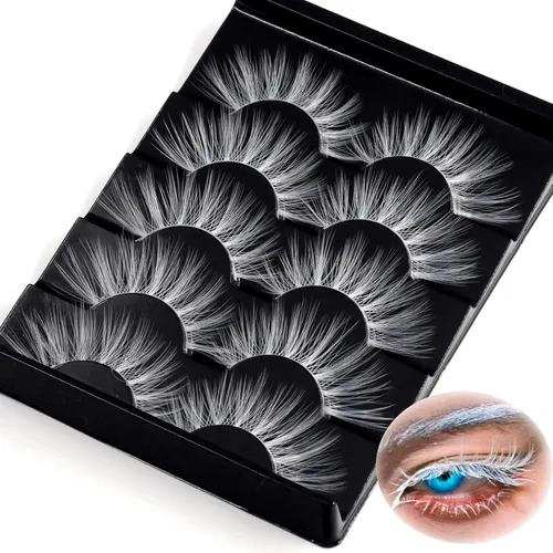 Pestañas postizas blancas de Halloween, herramientas de extensión, anime japonés, cosplay, maquillaje natural, para fiesta de máscaras, pestañas de