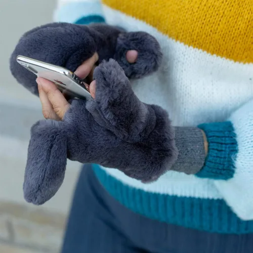 Miniatura 4 de Funky Junque Guantes de piel sintética para mujer, cálidos, convertibles, sin dedos
