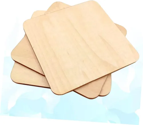 Miniatura 9 de TEHAUX 50 piezas de 1.575 in de madera natural rebanadas cuadradas DIY piezas planas para decoración de manualidades