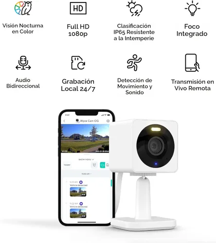 Miniatura 2 de WYZE Cam OG interior/exterior 1080p Wi-Fi cámara inteligente de seguridad para el hogar con visión nocturna a color, con cable, detección de Blanco