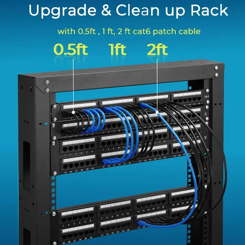 Miniatura 5 de Rapink Patch Cables Cat6 - Cable de conexión Ethernet Cat6 de 0.5 pies (paquete de 24), 10G, cable de conexión Cat 6 para panel de conexiones a