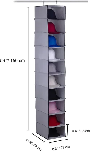 Miniatura 3 de GRANDAN Paquete de 2 percheros con ganchos de metal mejorados, 10 estantes colgantes para gorras de béisbol, soporte para sombreros fáciles (gris)
